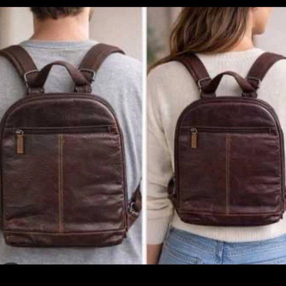 Jack Georges Leather Slim Backpack Voyager Series Brown Unisex Convertible Bag
